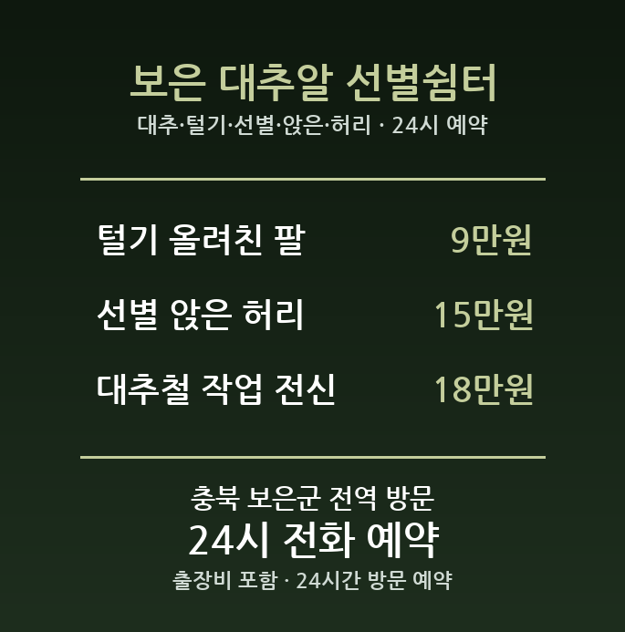 보은 출장마사지 - 대추 털기 선별 앉은 허리 손끝 방문 홈케어