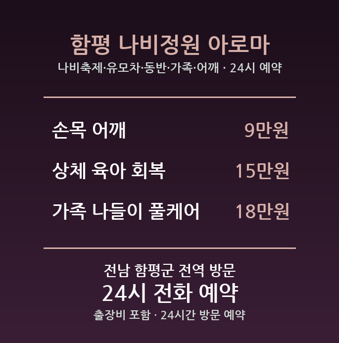 함평 출장마사지 - 나비축제 유모차 동반 가족 어깨 방문 홈케어