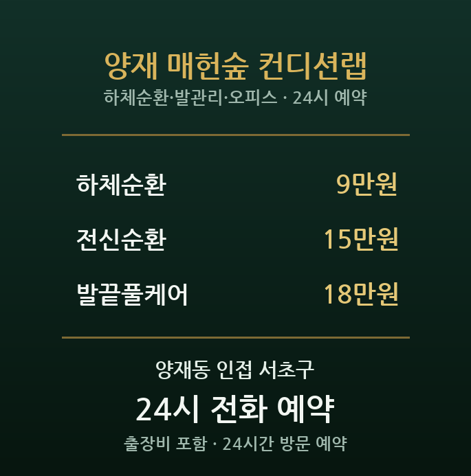 양재동 출장마사지 - 양재역 AT센터 오피스 발 다리 순환 방문