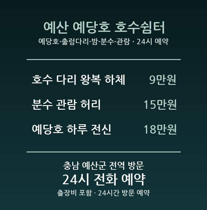 예산 출장마사지 - 예당호 출렁다리 밤 분수 관람 다리 방문 홈케어