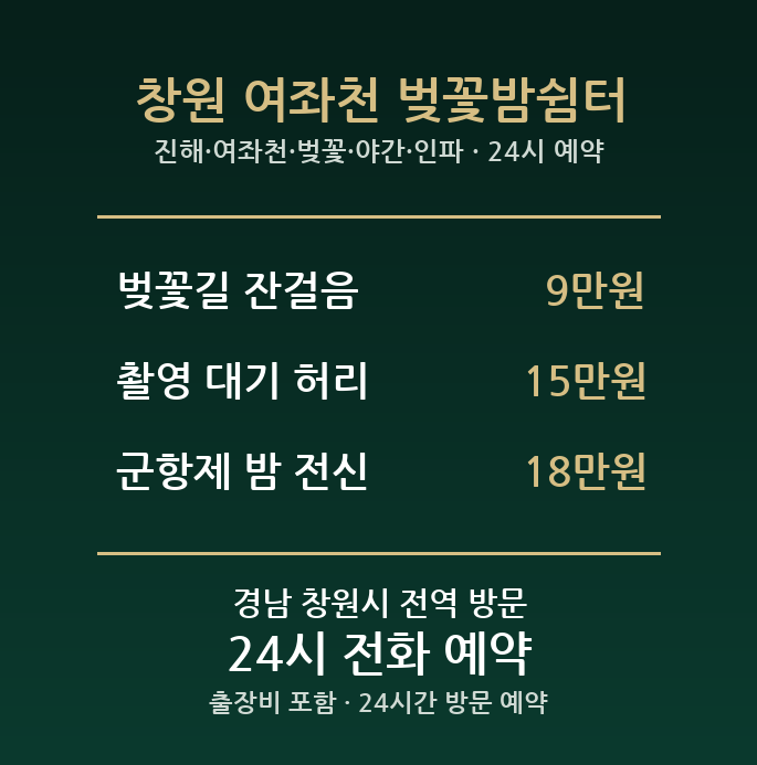 창원 출장마사지 - 진해 여좌천 벚꽃 야간 인파 방문 홈케어