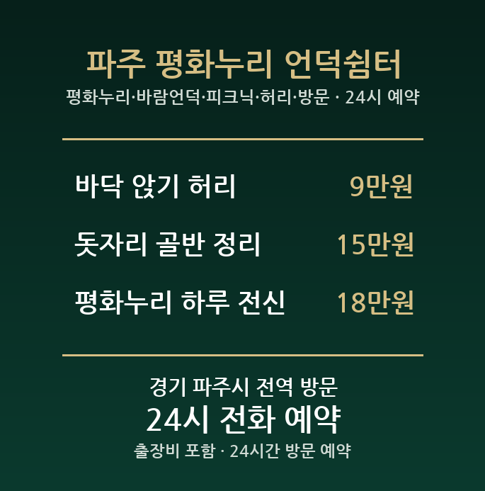 파주 출장마사지 - 평화누리 바람언덕 피크닉 허리 방문 홈케어